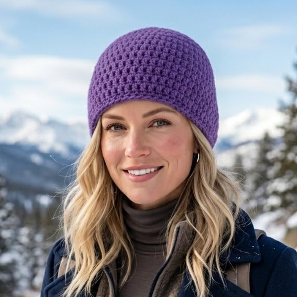 Dark Purple Crochet Hat Toque Beannie
